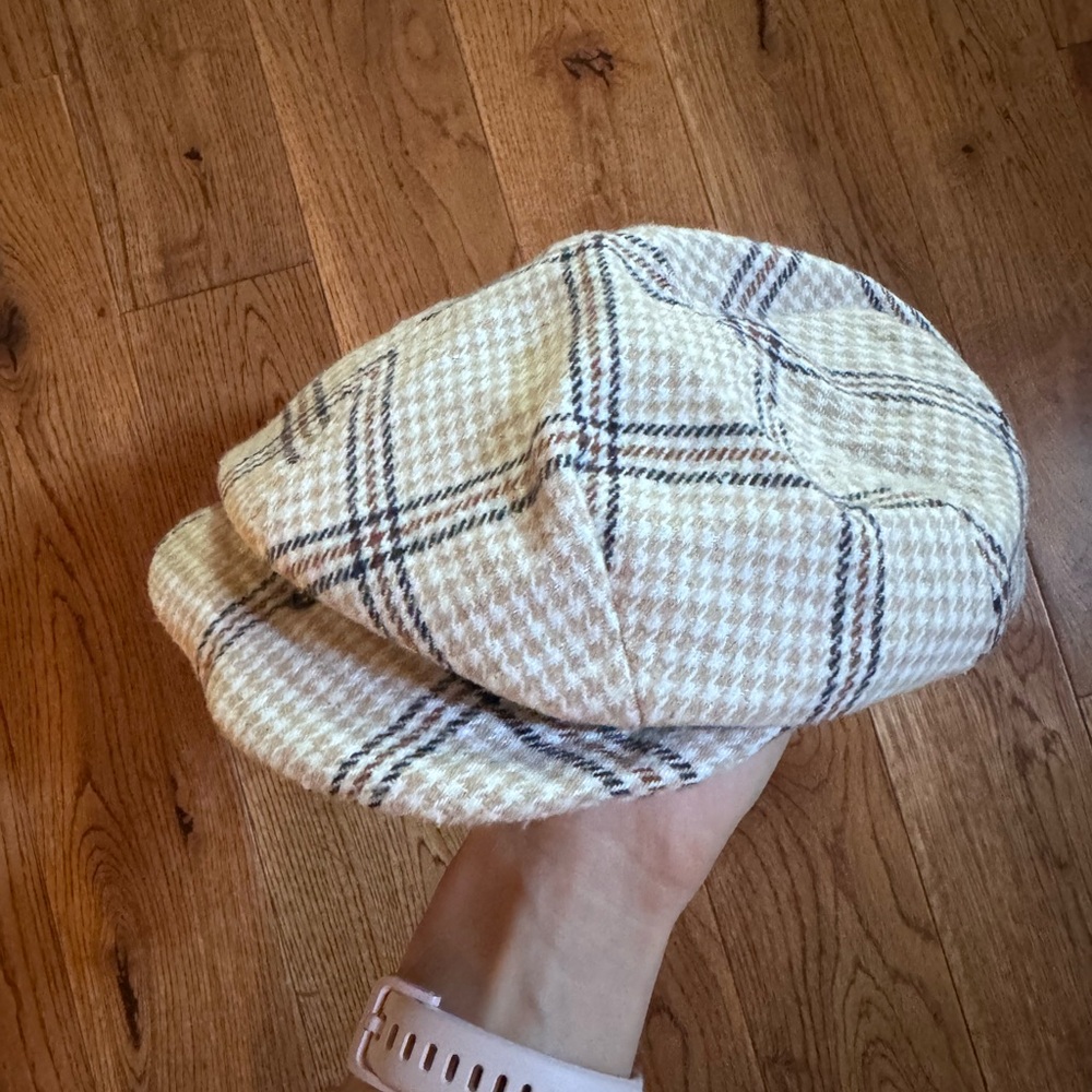 Cream and Brown Newsboy Hat with Timeless Design